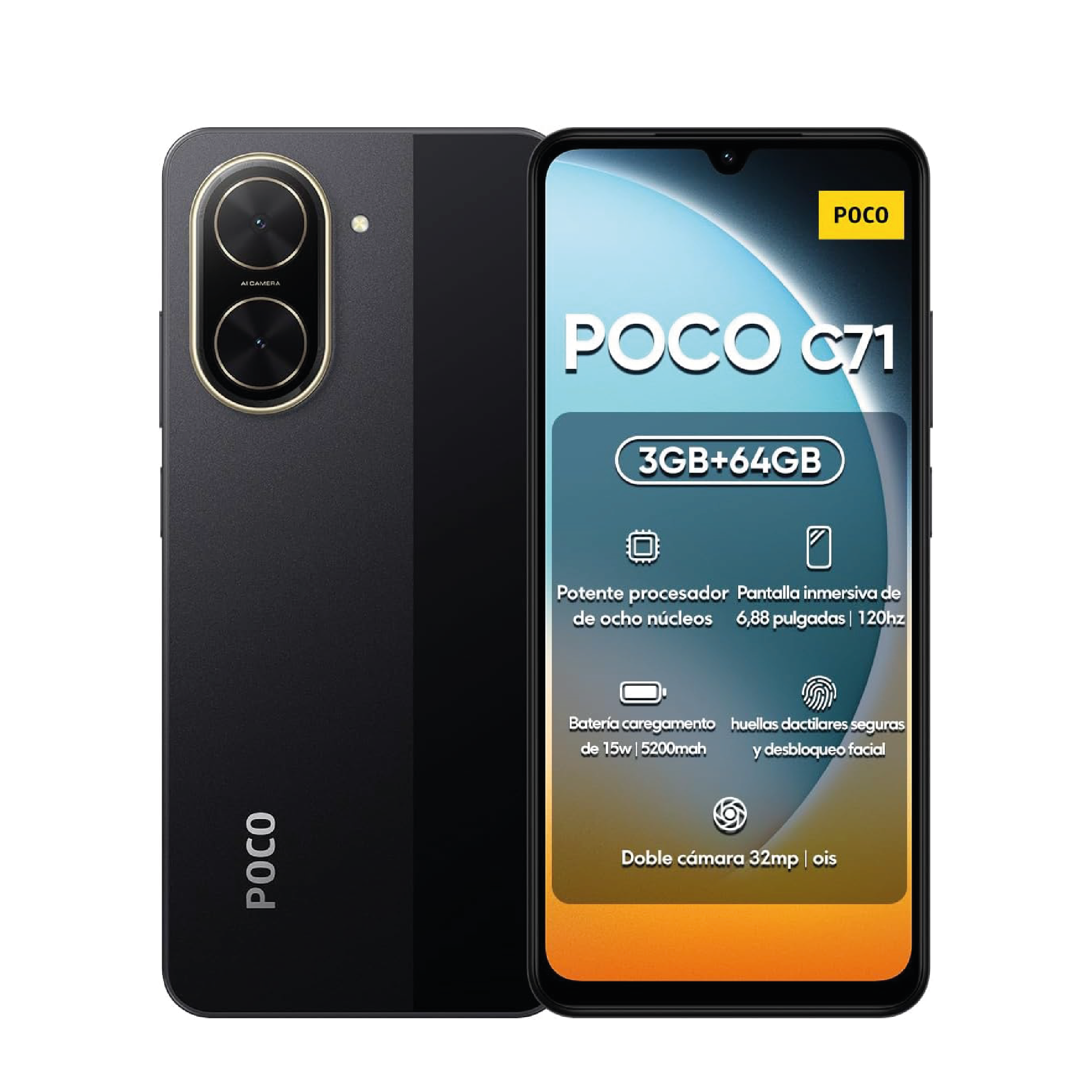 Xiaomi POCO C71 (4GB / 128GB) – Negro / Azul